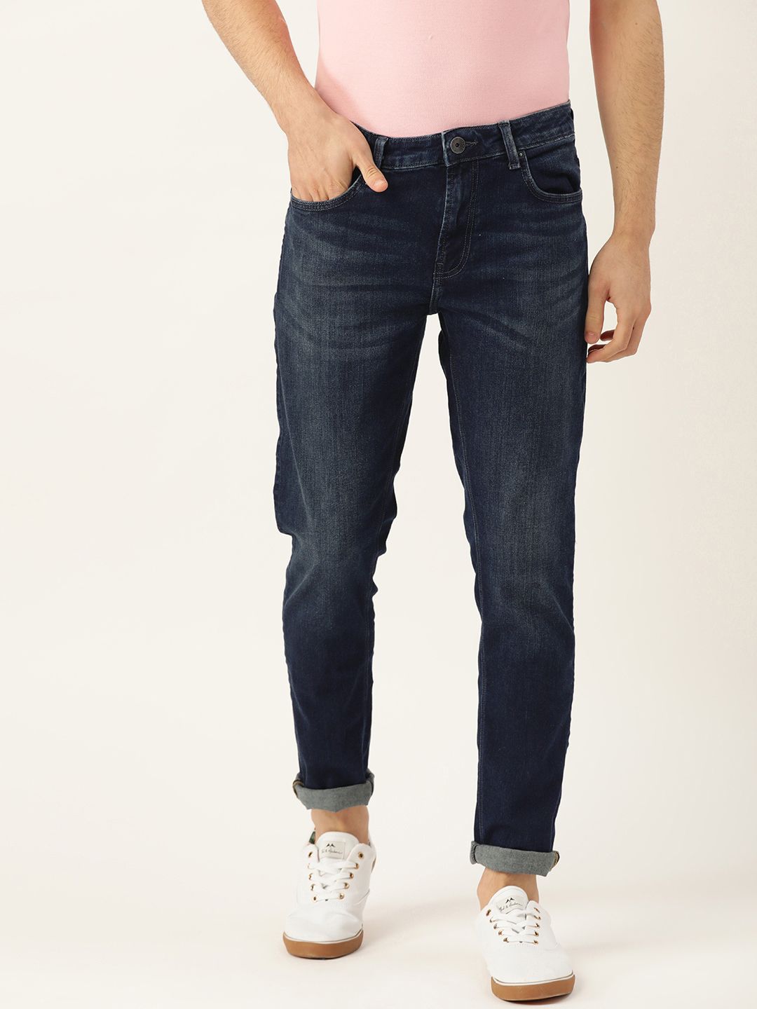 United Colors of Benetton Men Navy Blue Skinny Fit Mid-Rise Clean Look Stretchable Jeans