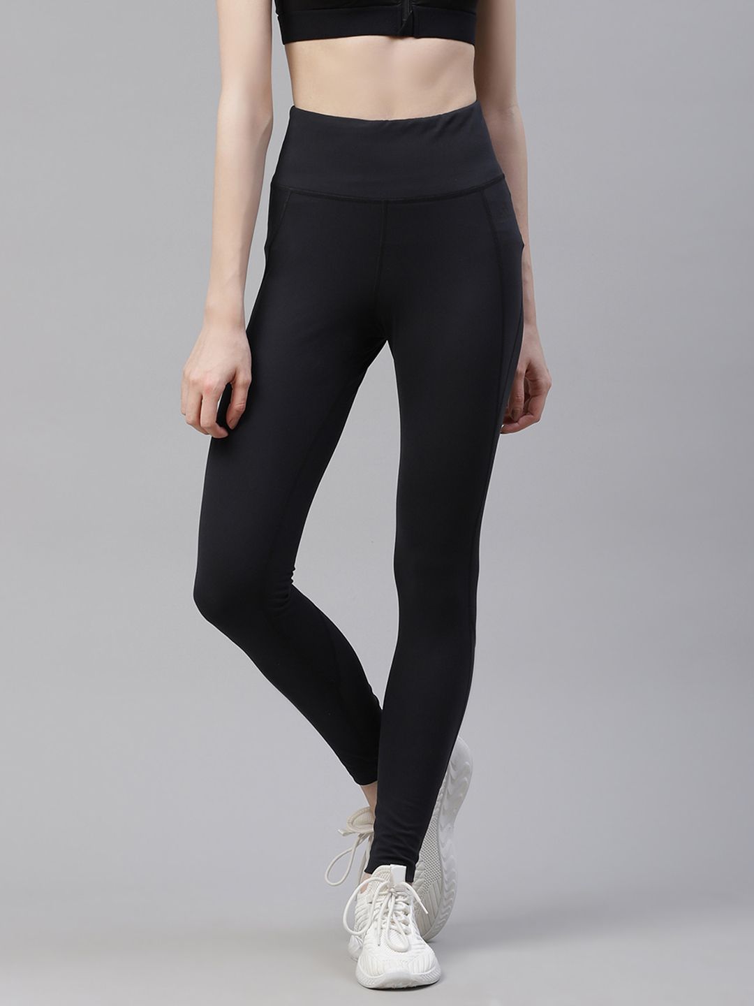 ADIDAS Women Black FB Solid High-Rise Training Tights Price in India
