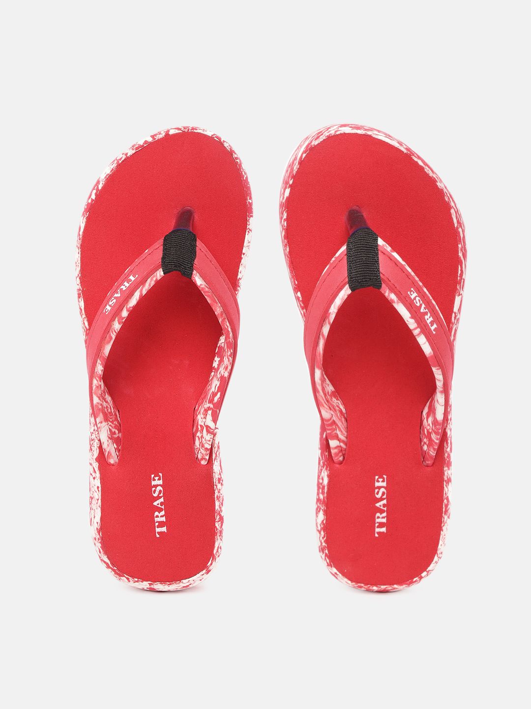 TRASE Women Red & White Printed Thong Flip-Flops Price in India