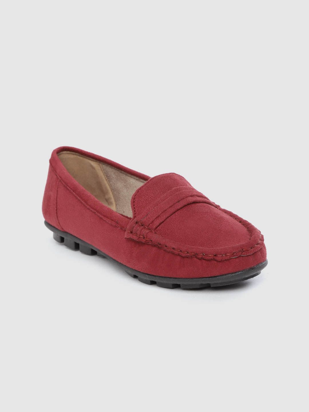 TRASE Women Burgundy Solid Loafers Price in India