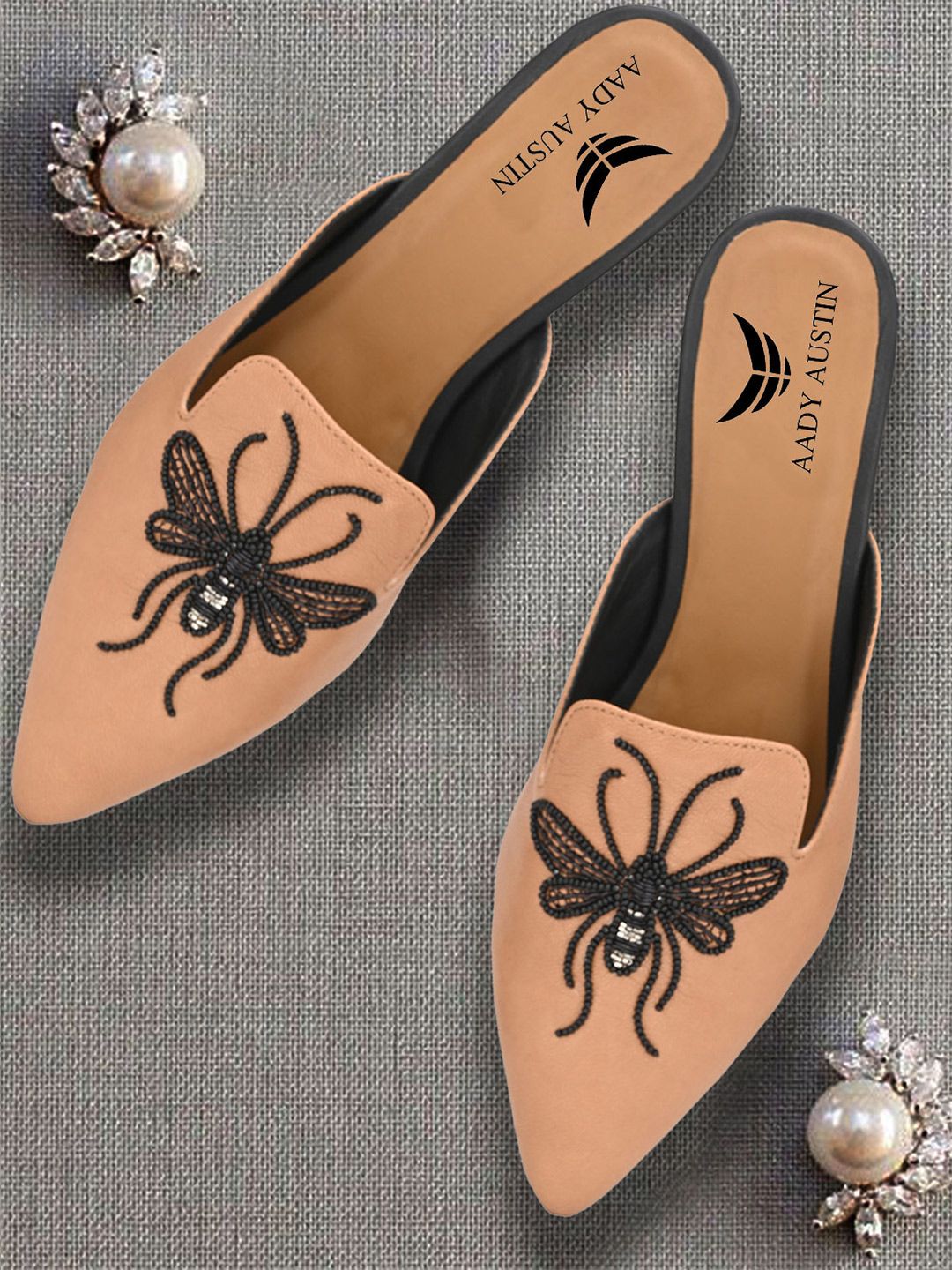 AADY AUSTIN Women Tan Solid Mules Price in India