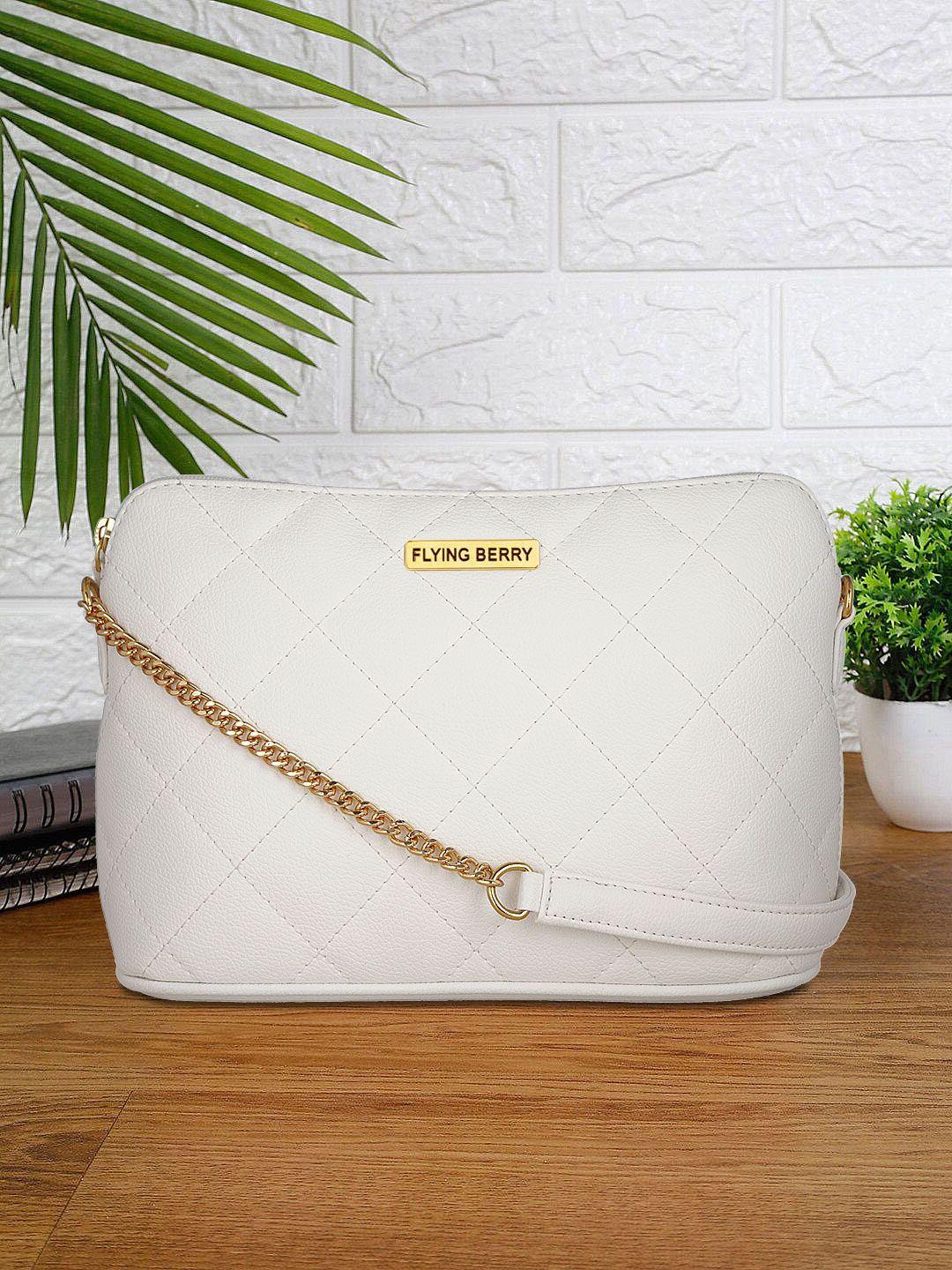 FLYING BERRY White Textured Sling Bag Price in India