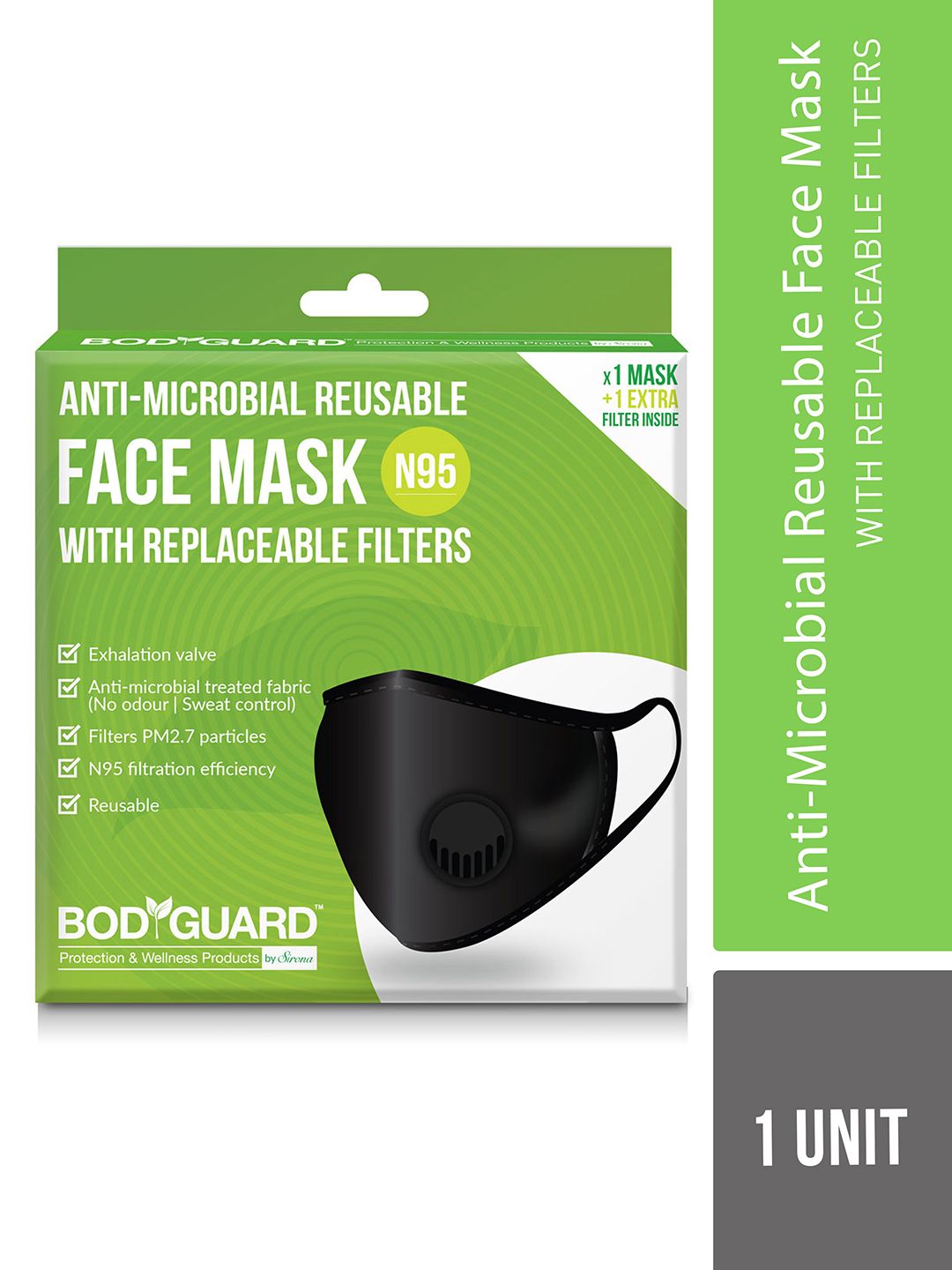 BOD GUARD Unisex Black 5-Ply N95/KN95 Reusable Mask Price in India