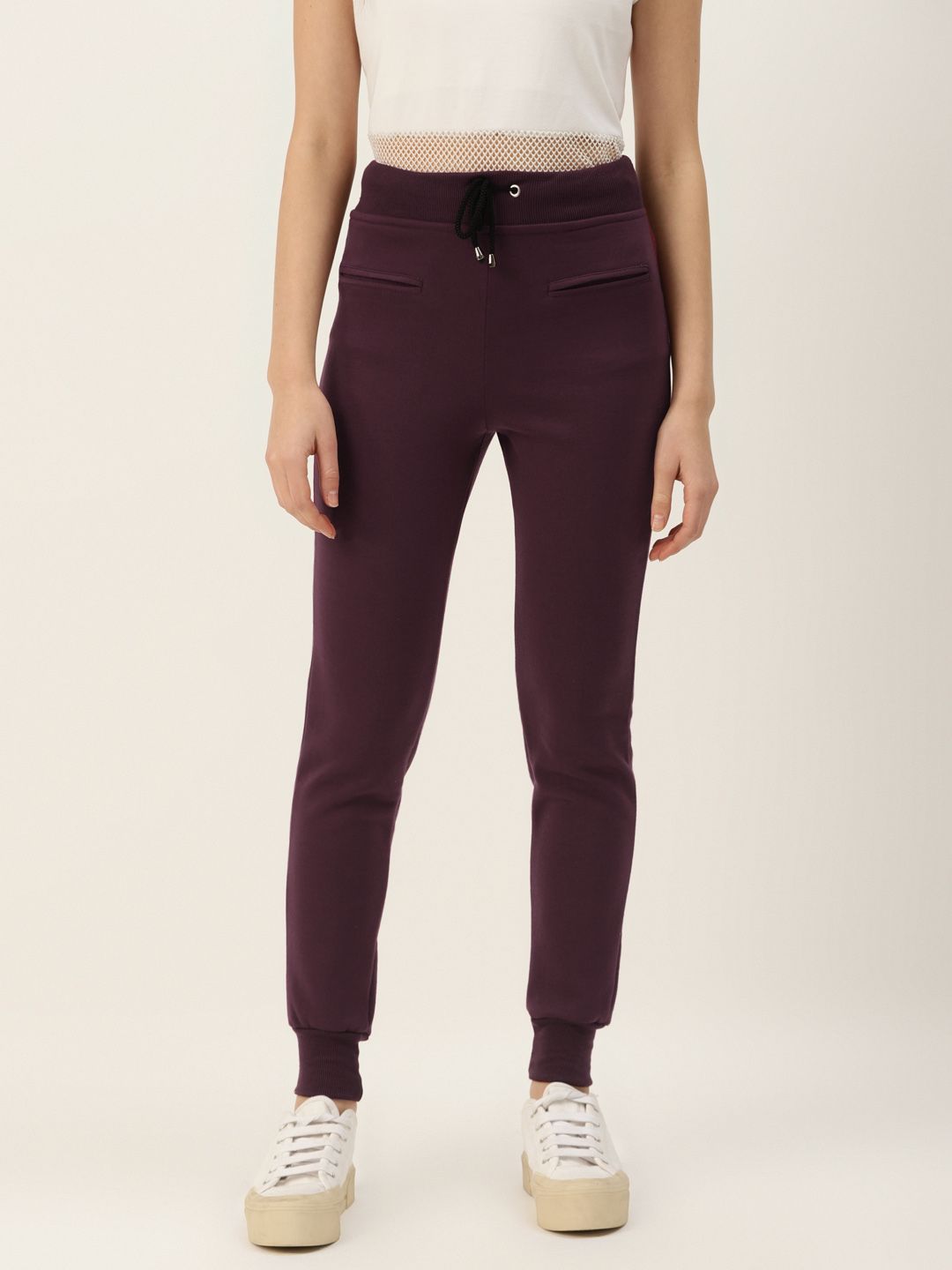 Alsace Lorraine Paris Women Burgundy Solid Joggers Price in India