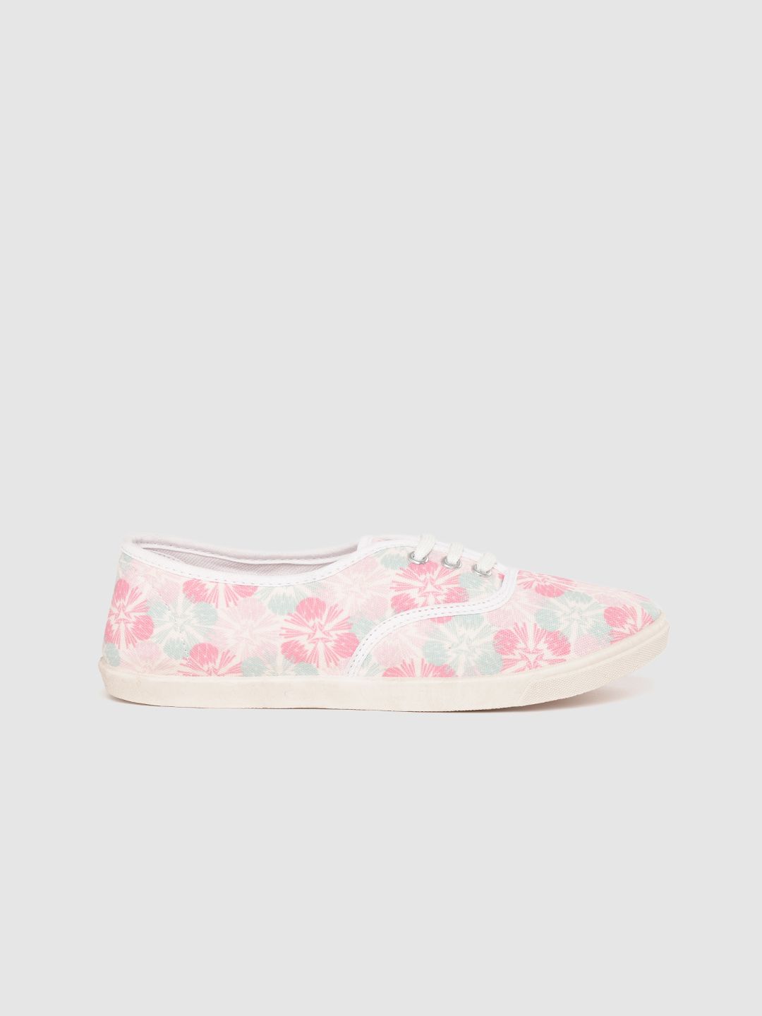 DressBerry Women Pink & Mint Green Floral Print Sneakers