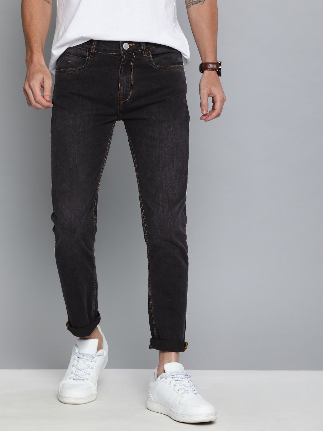 Mast & Harbour Men Black Skinny Fit Mid-Rise Clean Look Stretchable Jeans