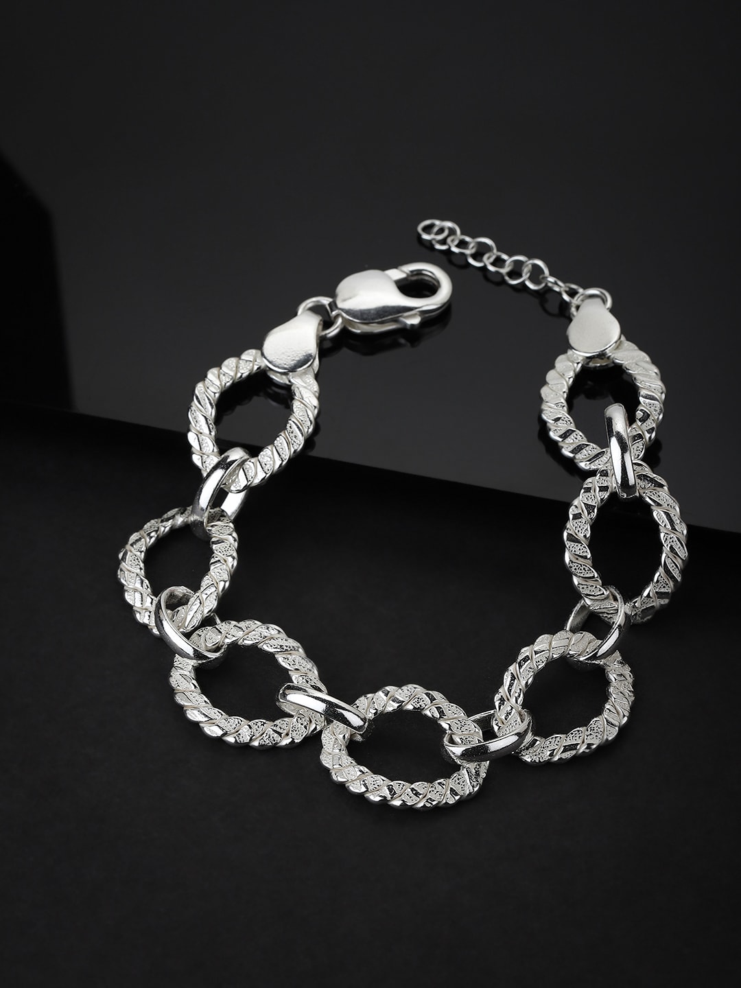 Carlton London Silver-Toned Rhodium-Plated Link Bracelet Price in India