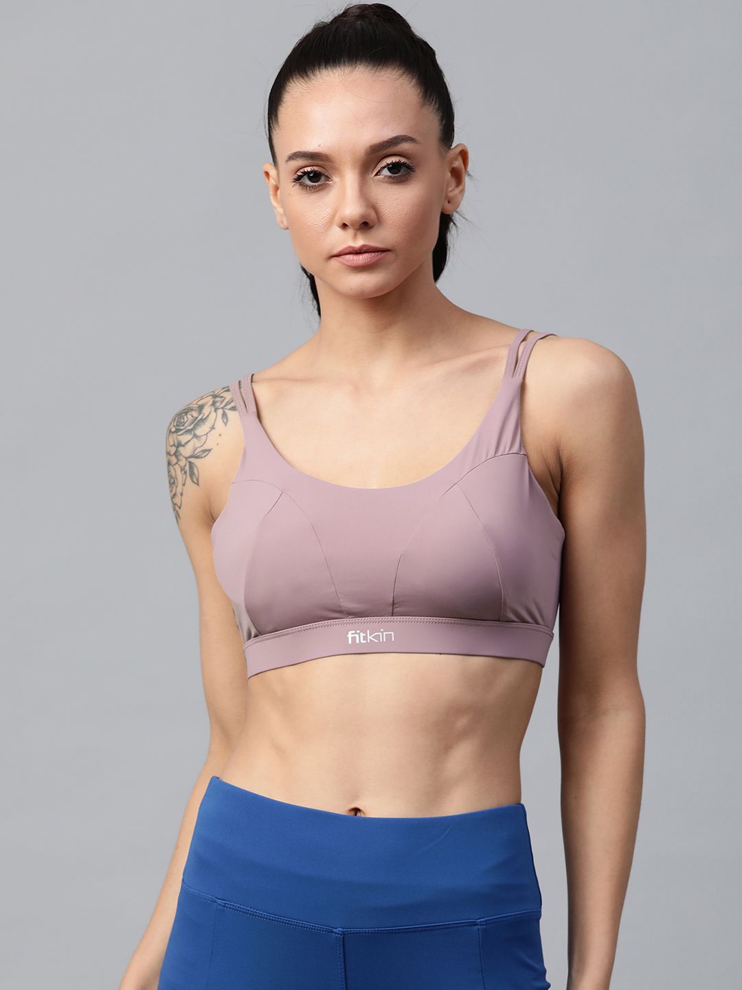Fitkin Mauve Solid Removable Padded Non-Wired Airlift Intrigue Sports Bra B26 Price in India