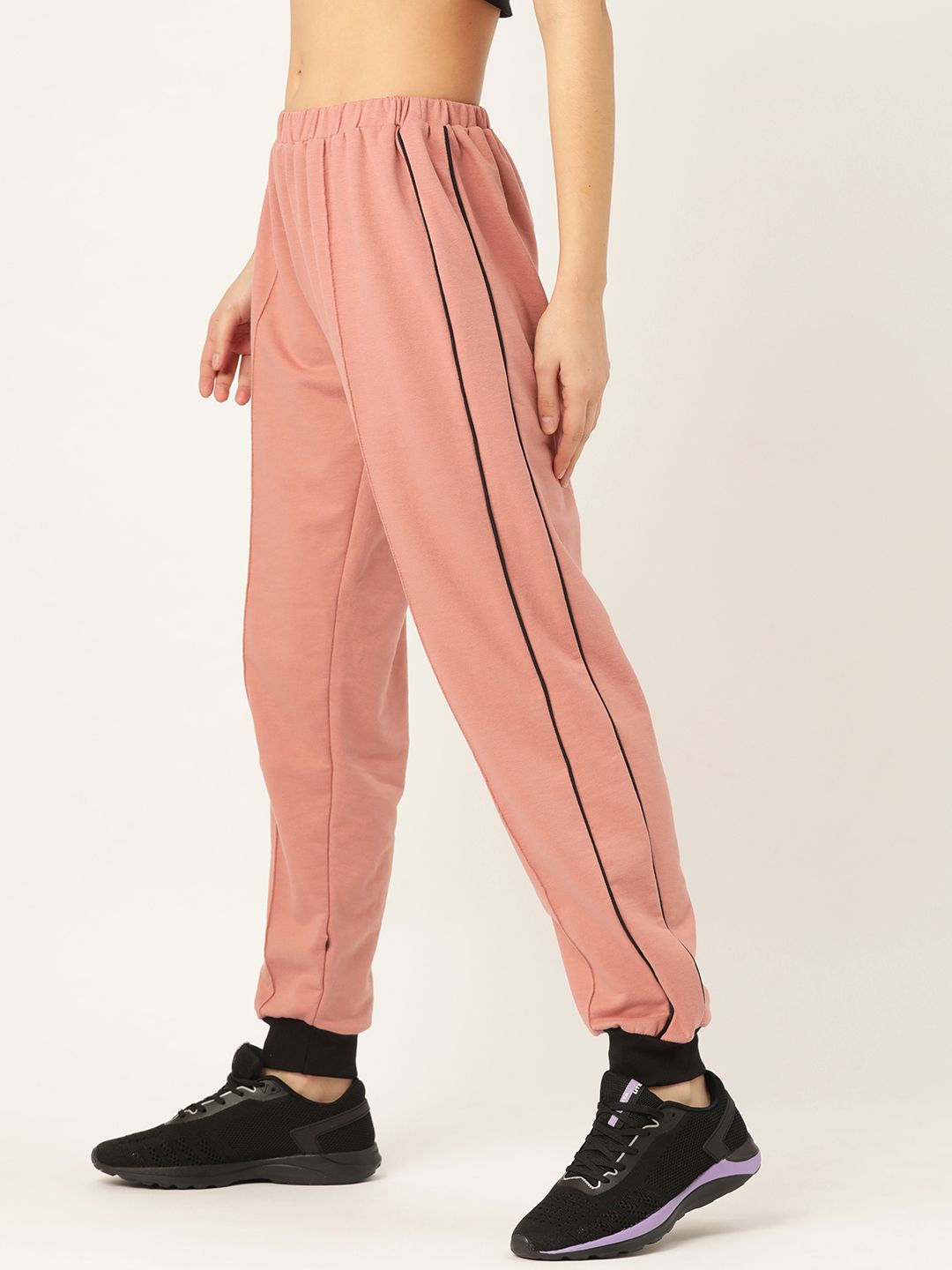 Laabha Women Dusty Pink Solid Joggers Price in India