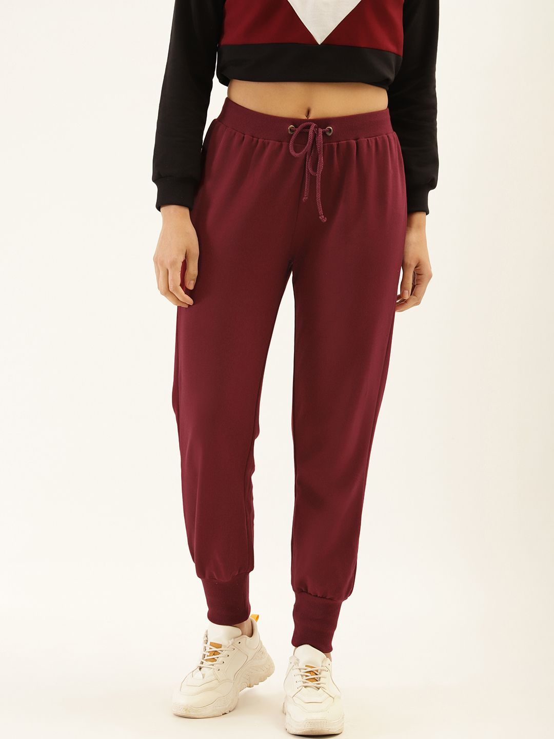 Laabha Women Maroon Solid Regular Fit Joggers Price in India