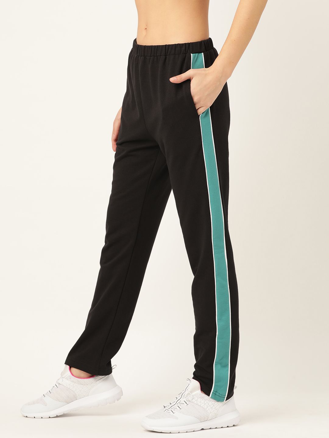 Laabha Women Black Solid Track Pants Price in India