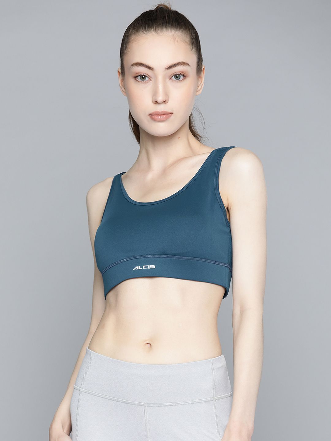 Alcis Teal Blue Workout Bra Full Coverage Lightly Padded Price in India