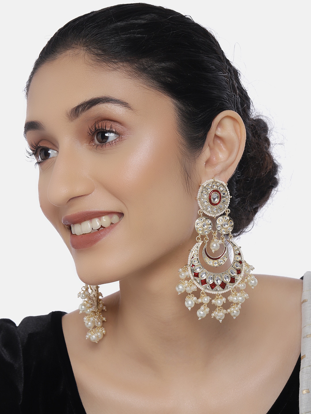 LAIDA Gold-Plated Double Layered Classic Drop Earrings Price in India