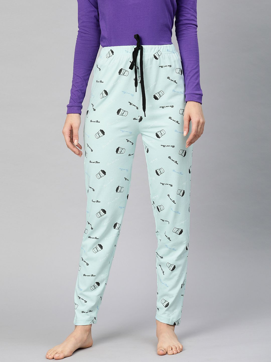 QUARANTINE Women Light Blue Printed Lounge Pants Price in India