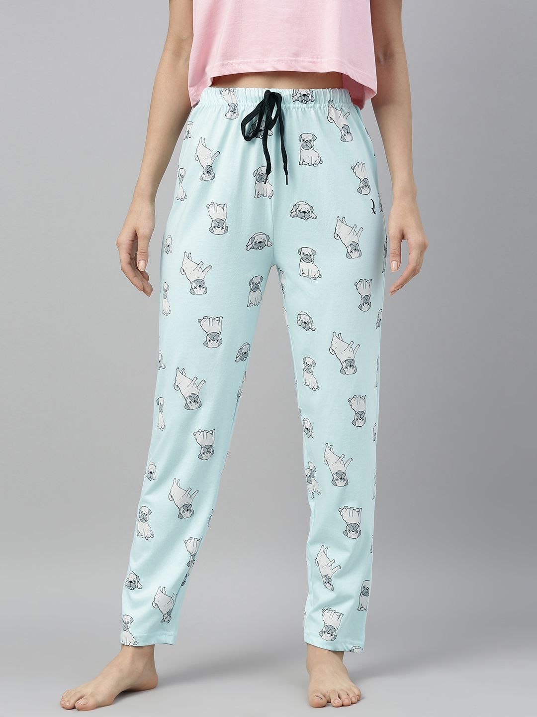 QUARANTINE Women Blue Printed Lounge Pants Price in India