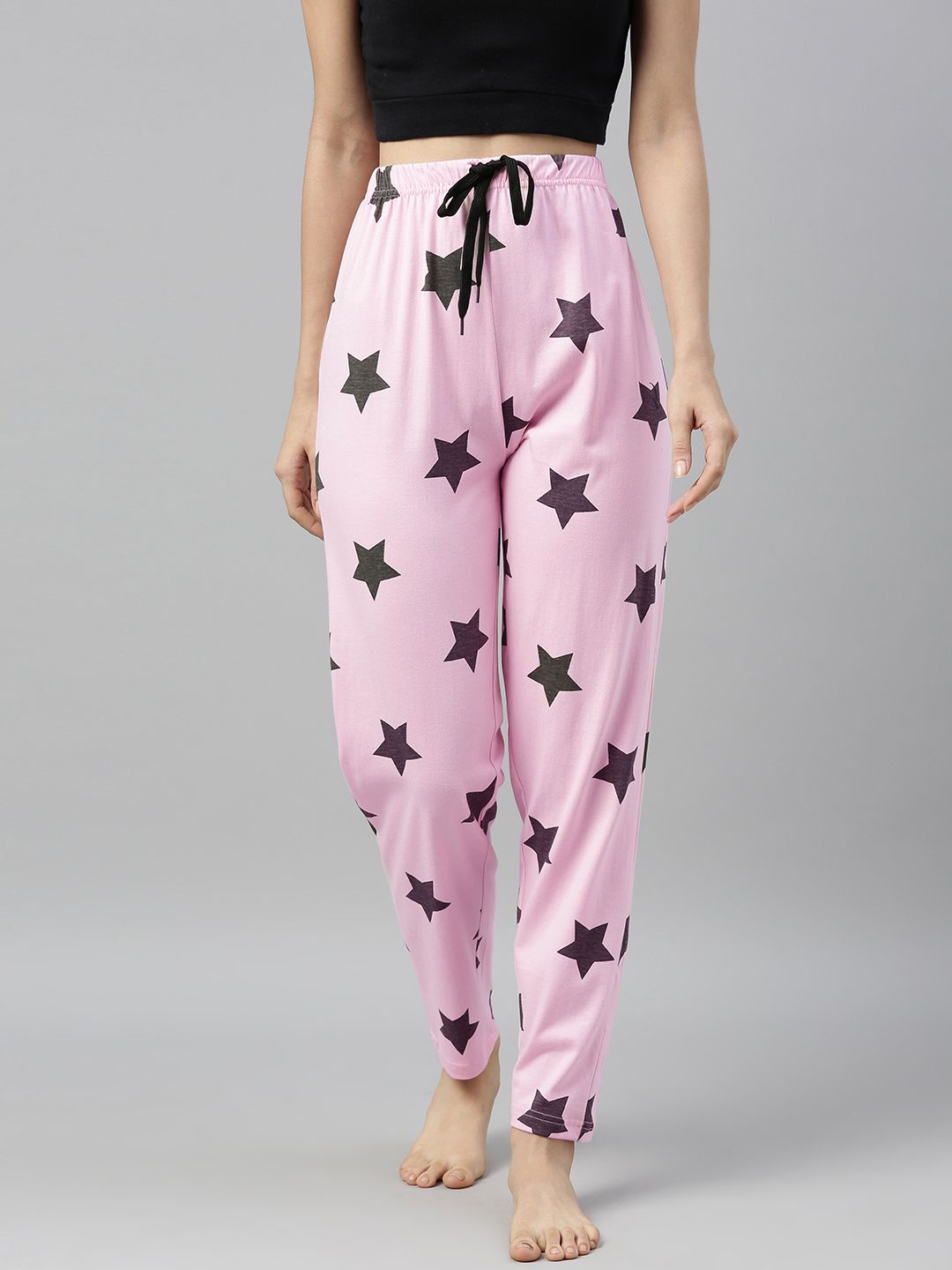 QUARANTINE Woman's Pink and Black Printed Lounge Pants Price in India