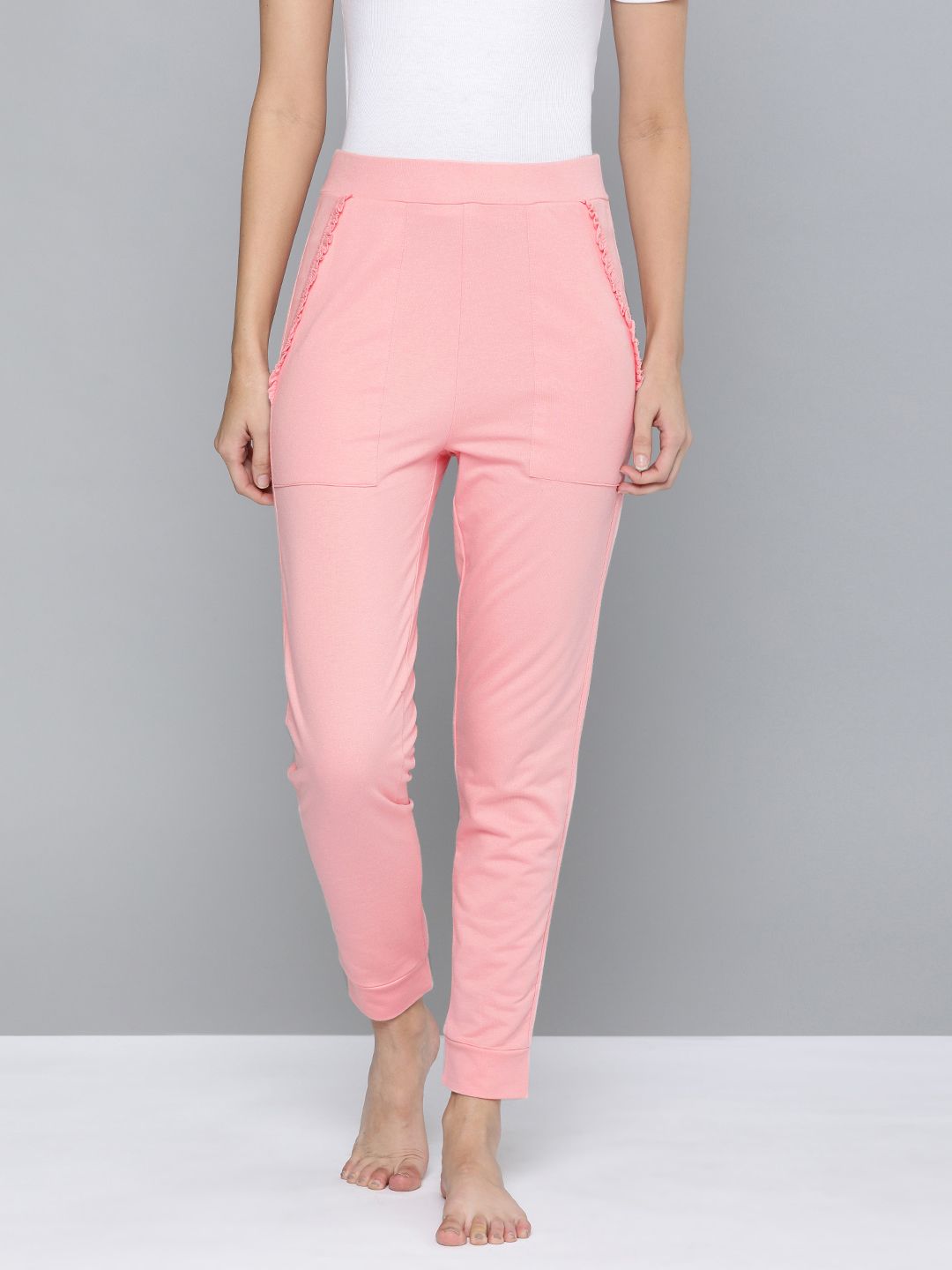 Chemistry Women Pink Solid Lounge Pants Price in India