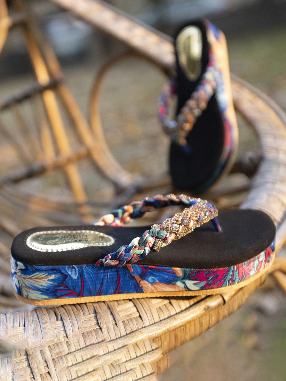 Shoetopia Women Multicoloured Embellished Flatforms Price in India