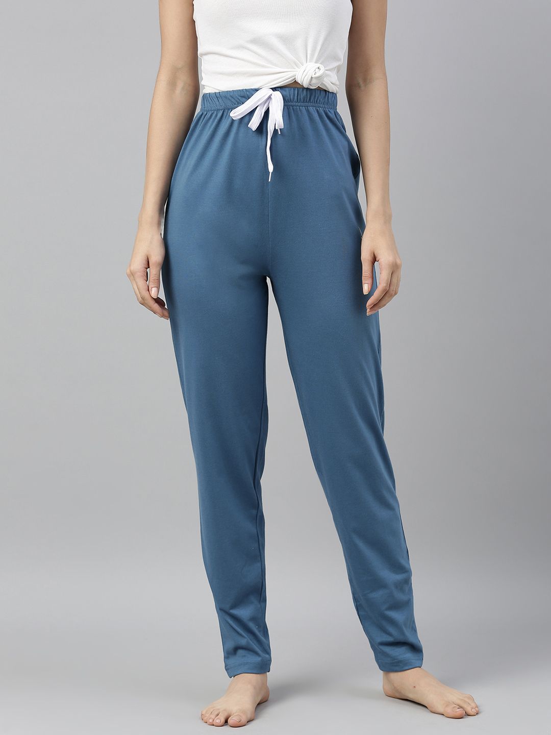 QUARANTINE Women Teal Blue Solid Lounge Pants Price in India