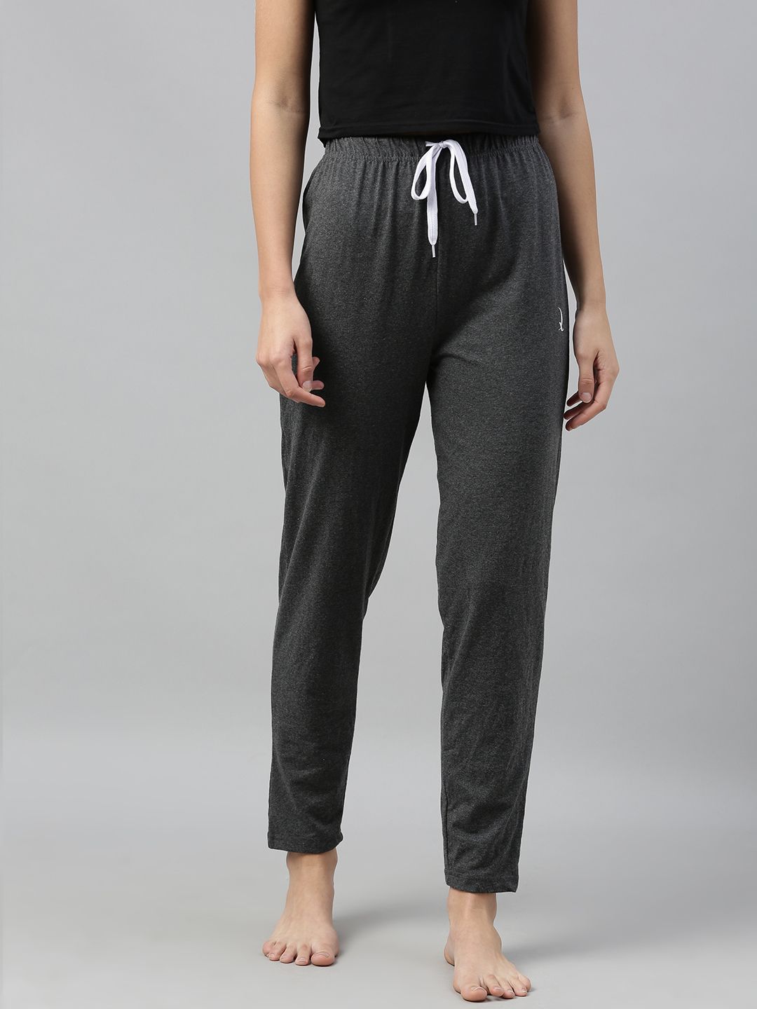 QUARANTINE Women Charcoal Grey Solid Lounge Pants Price in India