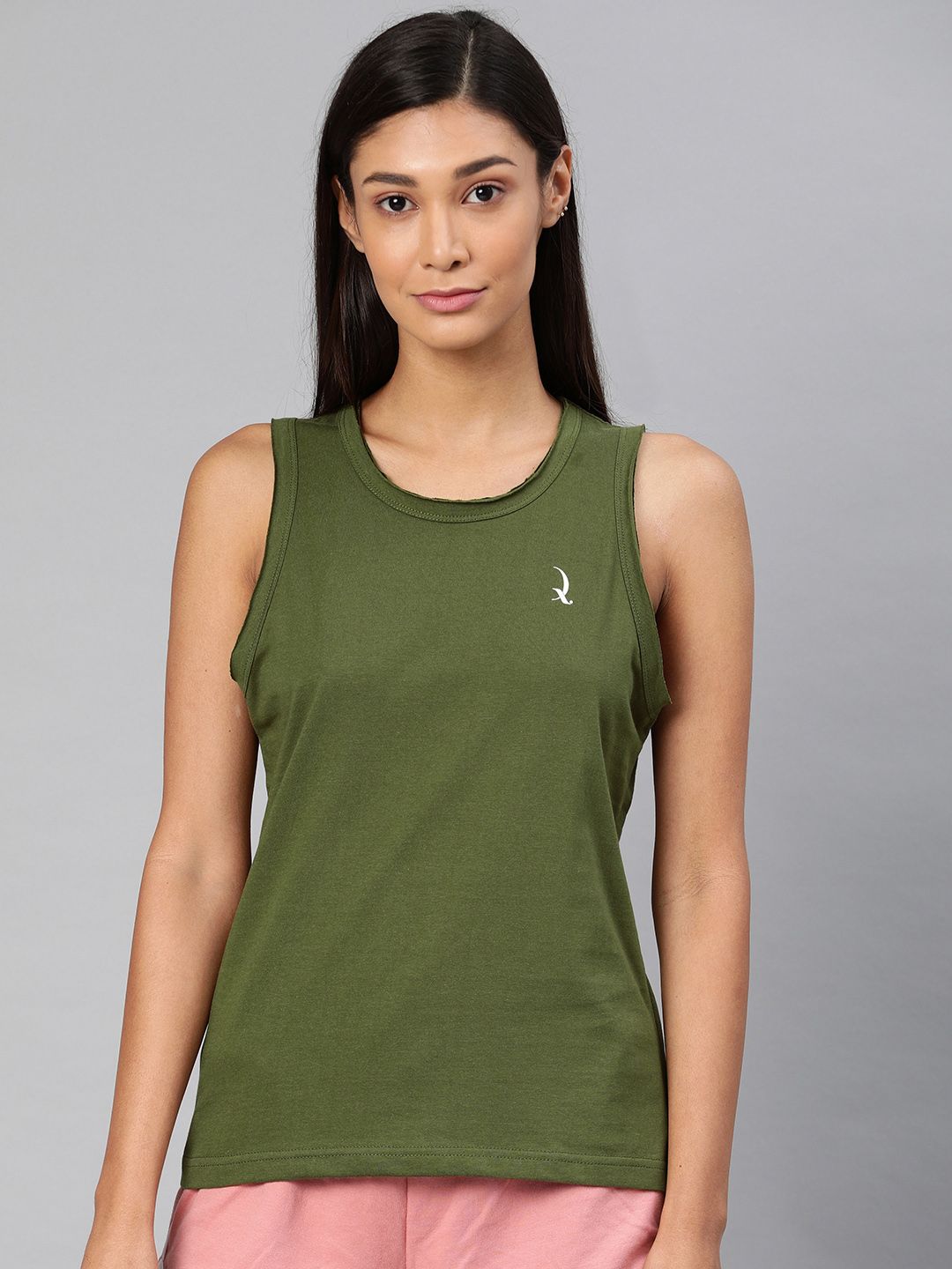 QUARANTINE Women Olive Green Solid Lounge Top Price in India