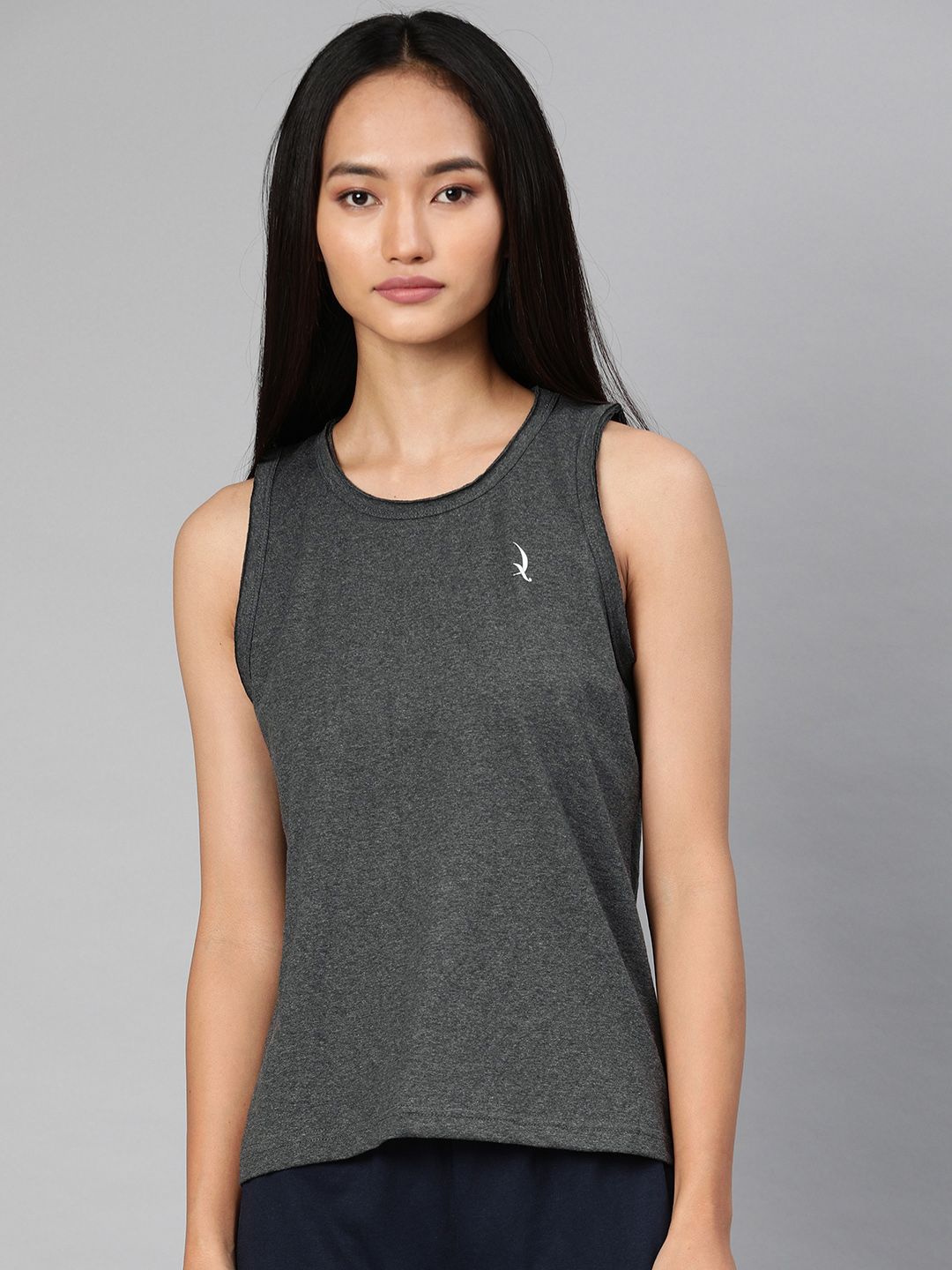 QUARANTINE Women Charcoal Grey Solid Lounge T-shirt Price in India