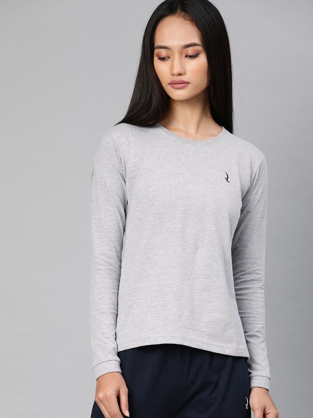 QUARANTINE Women Grey Melange Solid Lounge T-shirt Price in India