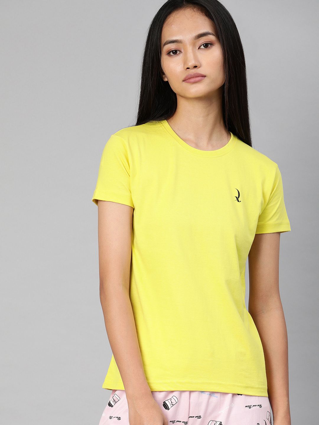 QUARANTINE Women Yellow Solid Lounge T-shirt Price in India