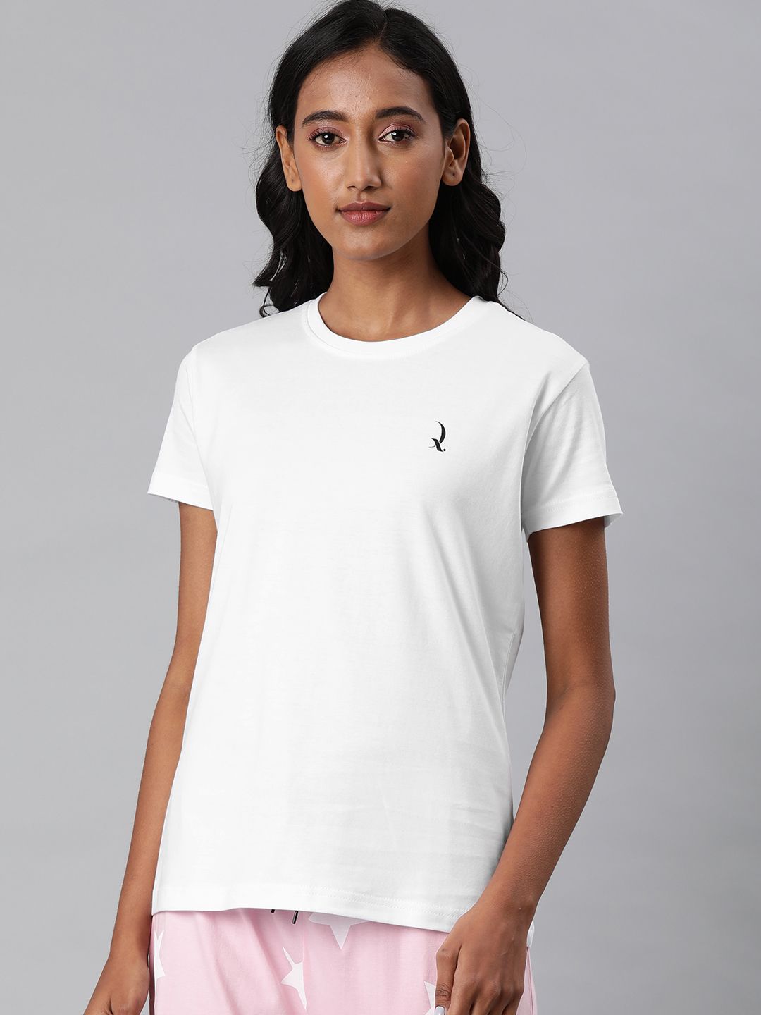 QUARANTINE Women White Solid Round Neck Lounge T-shirt Price in India