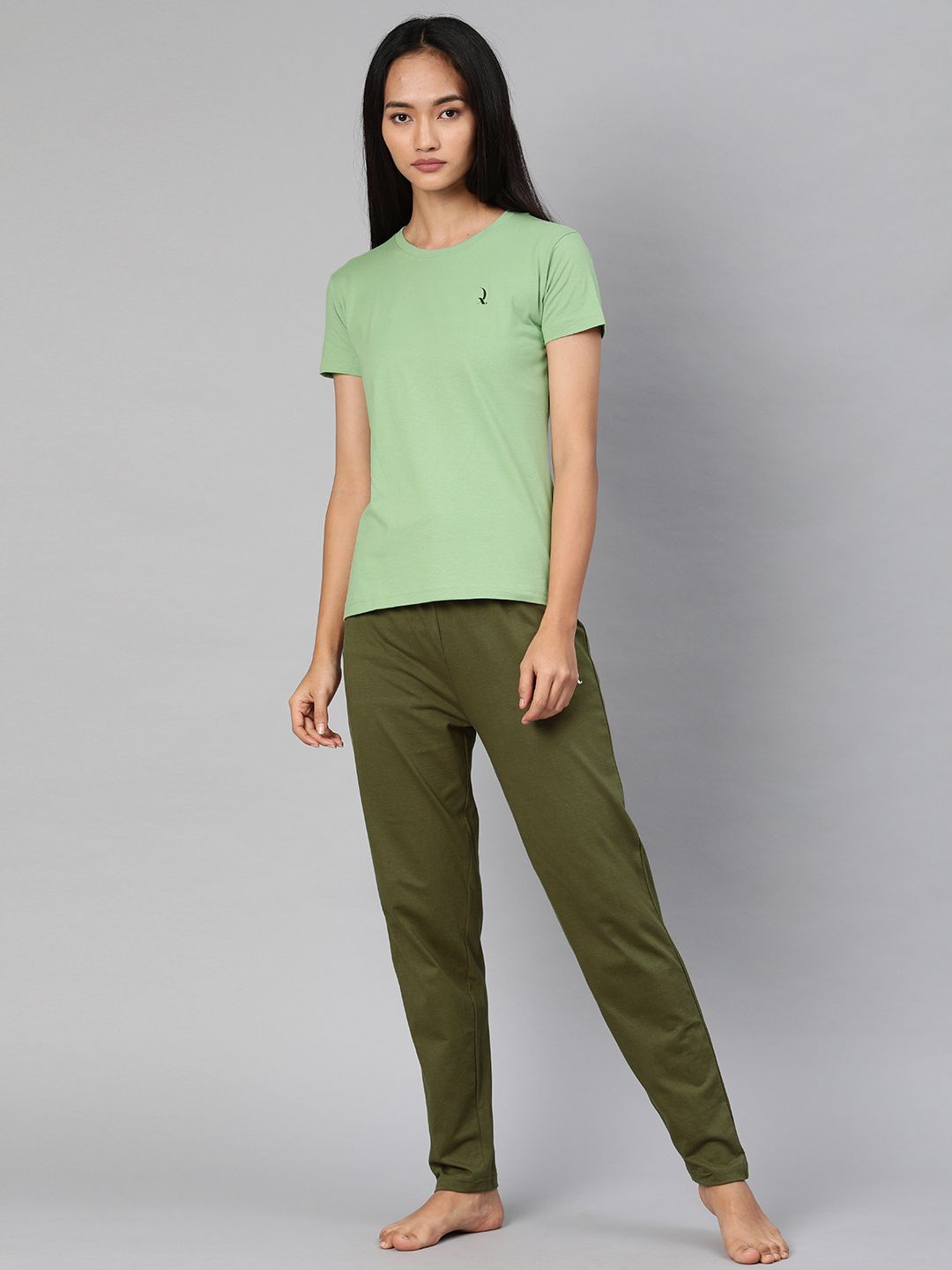 QUARANTINE Women Green Solid Night suit Price in India