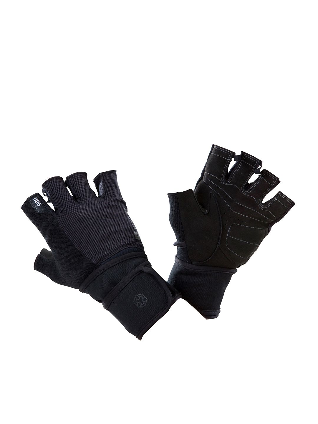 Domyos By Decathlon Black Solid Weight Training Gym Glove with Wrist Strap Price in India
