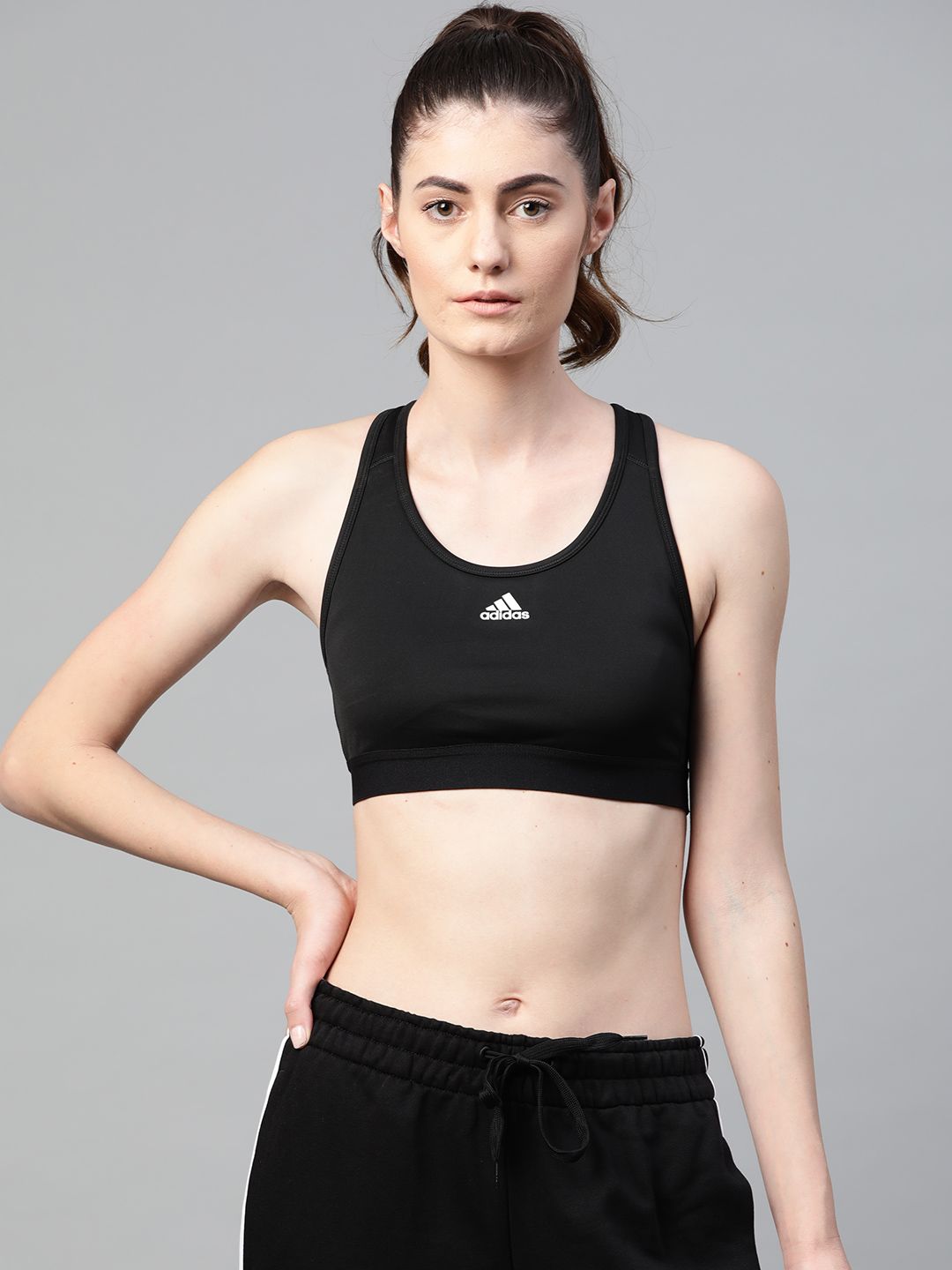 ADIDAS Women Black Solid BT Non-Wired Lightly Padded Aeroready Sustainable Workout Sustainable Bra Price in India