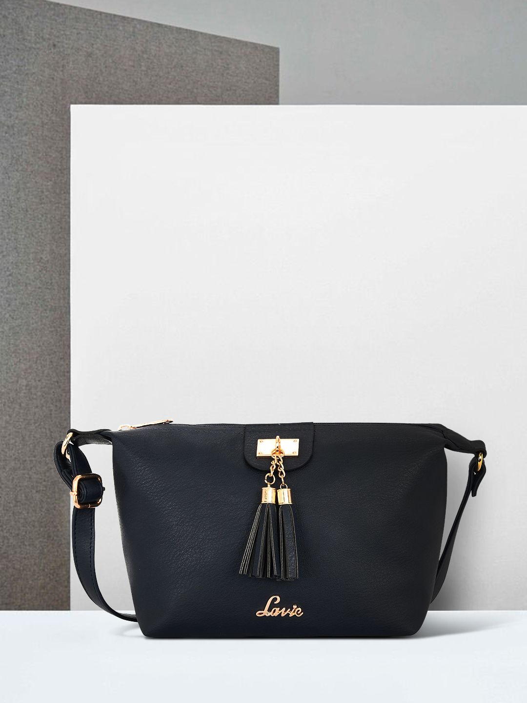 Lavie Navy Blue Solid Sling Bag Price in India