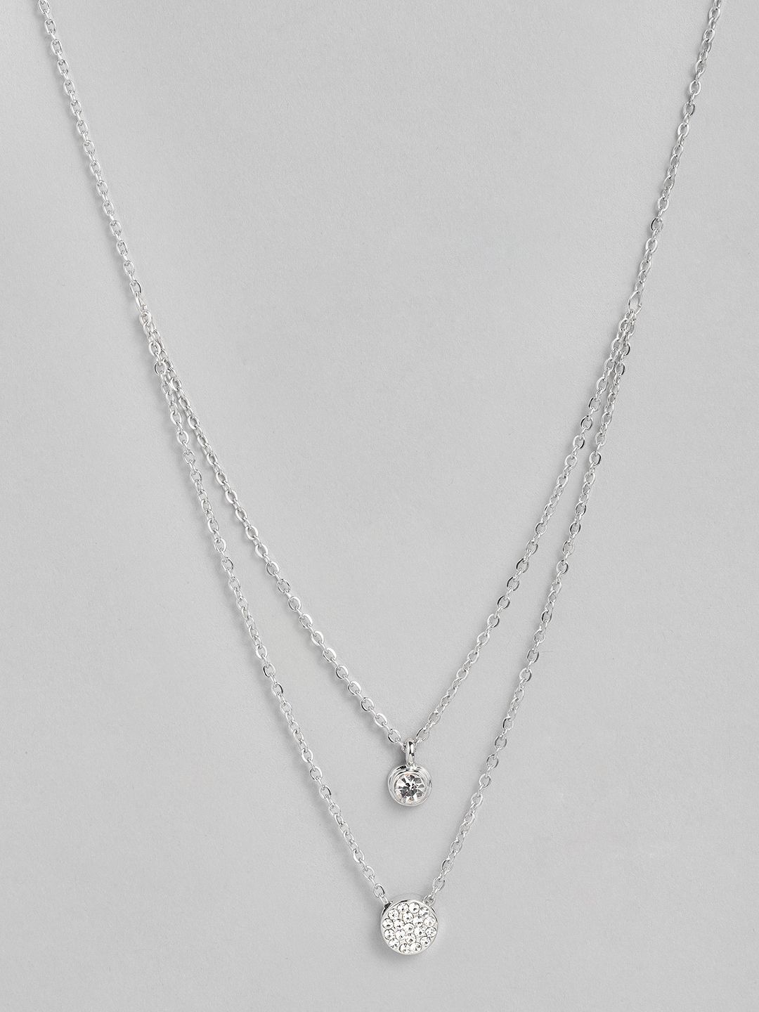 justpeachy Silver Plated Layered Chain Price in India