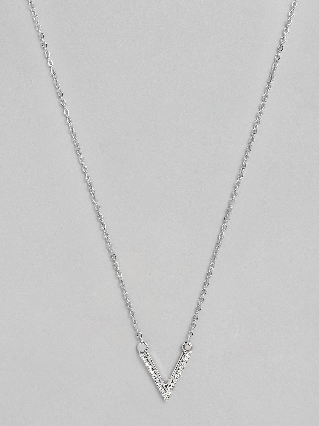 justpeachy Silver Plated V-Shaped Chain Price in India