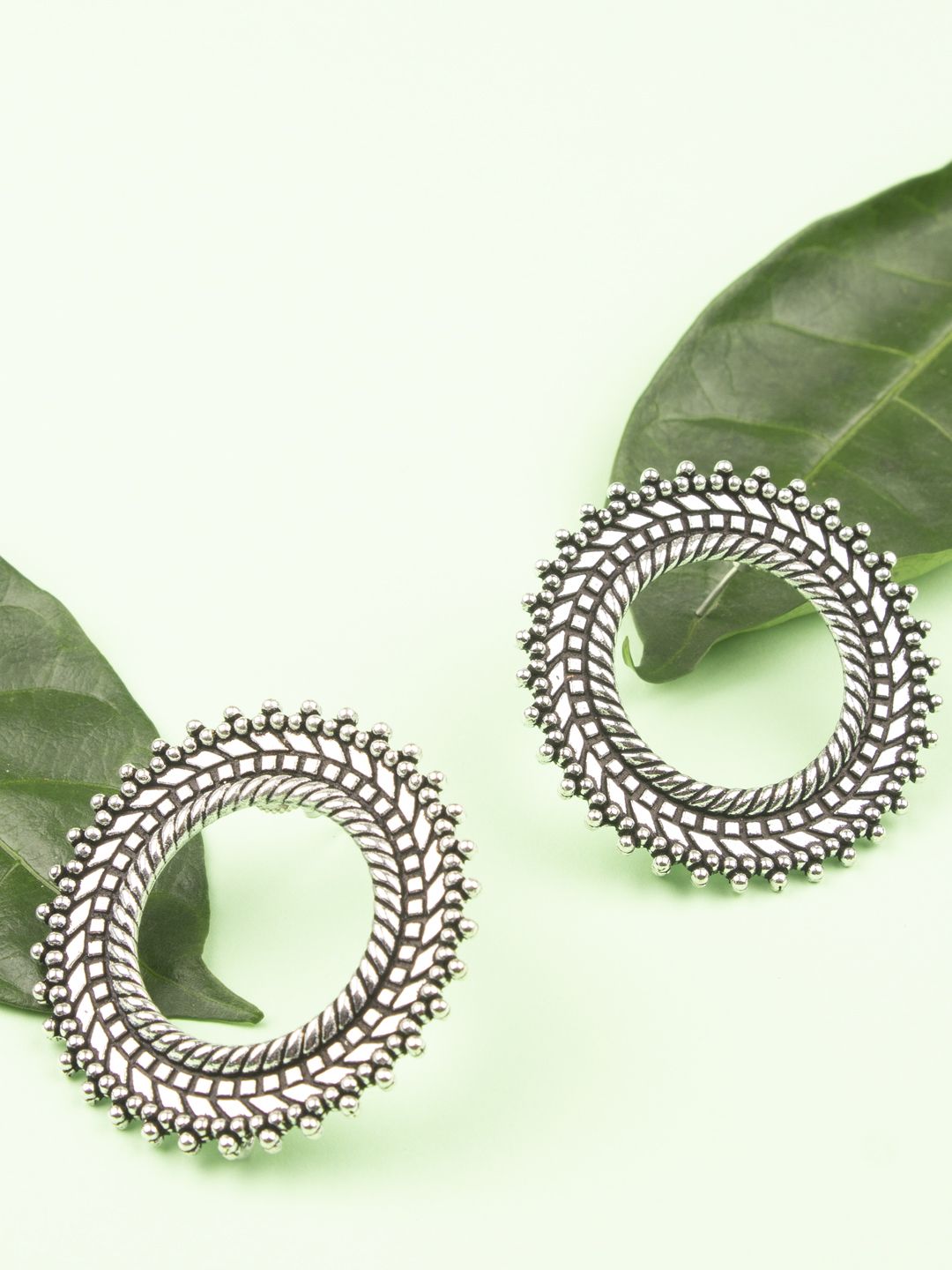 AccessHer Oxidized Silver-Plated Circular Studs Price in India