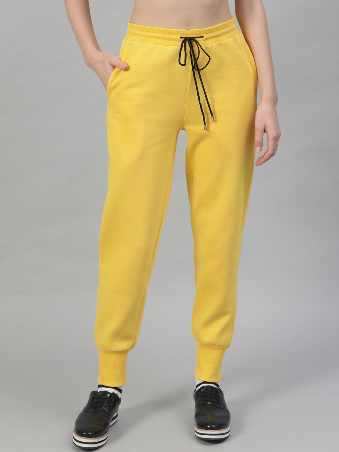 STREET 9 Women Yellow Regular Fit Solid Joggers Price in India