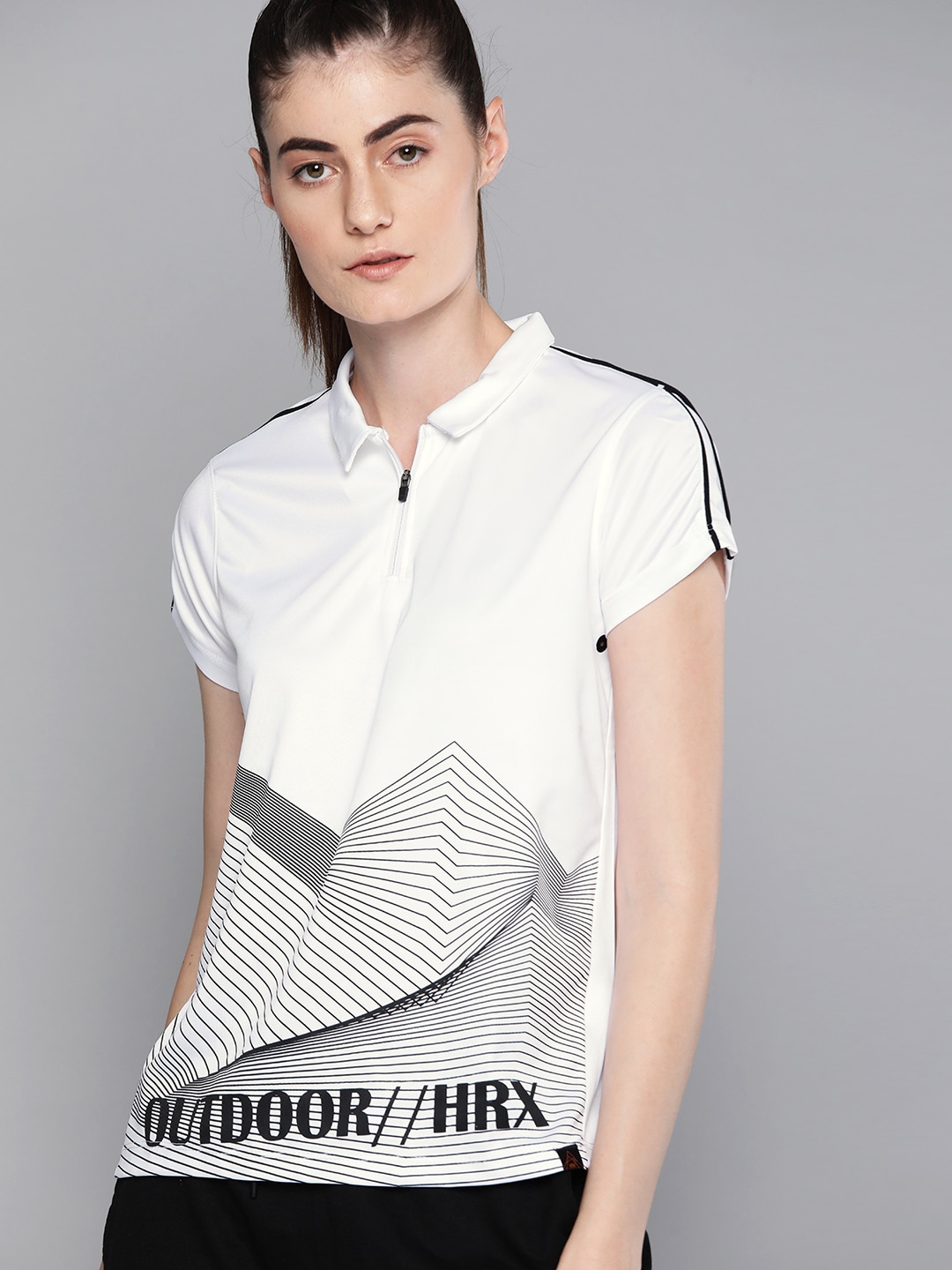HRX By Hrithik Roshan Women Optic White Typographic Rapid-Dry Anti-Static Antimicrobial Outdoor Tshirt Price in India