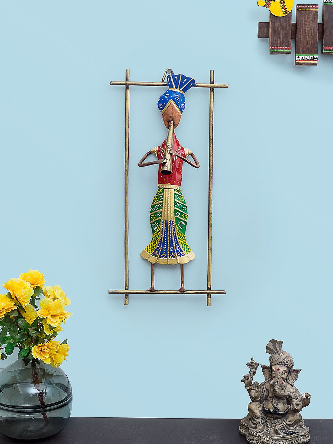 Golden Peacock Multicoloured Musician Playing Shehnai Figurine Showpiece Price in India