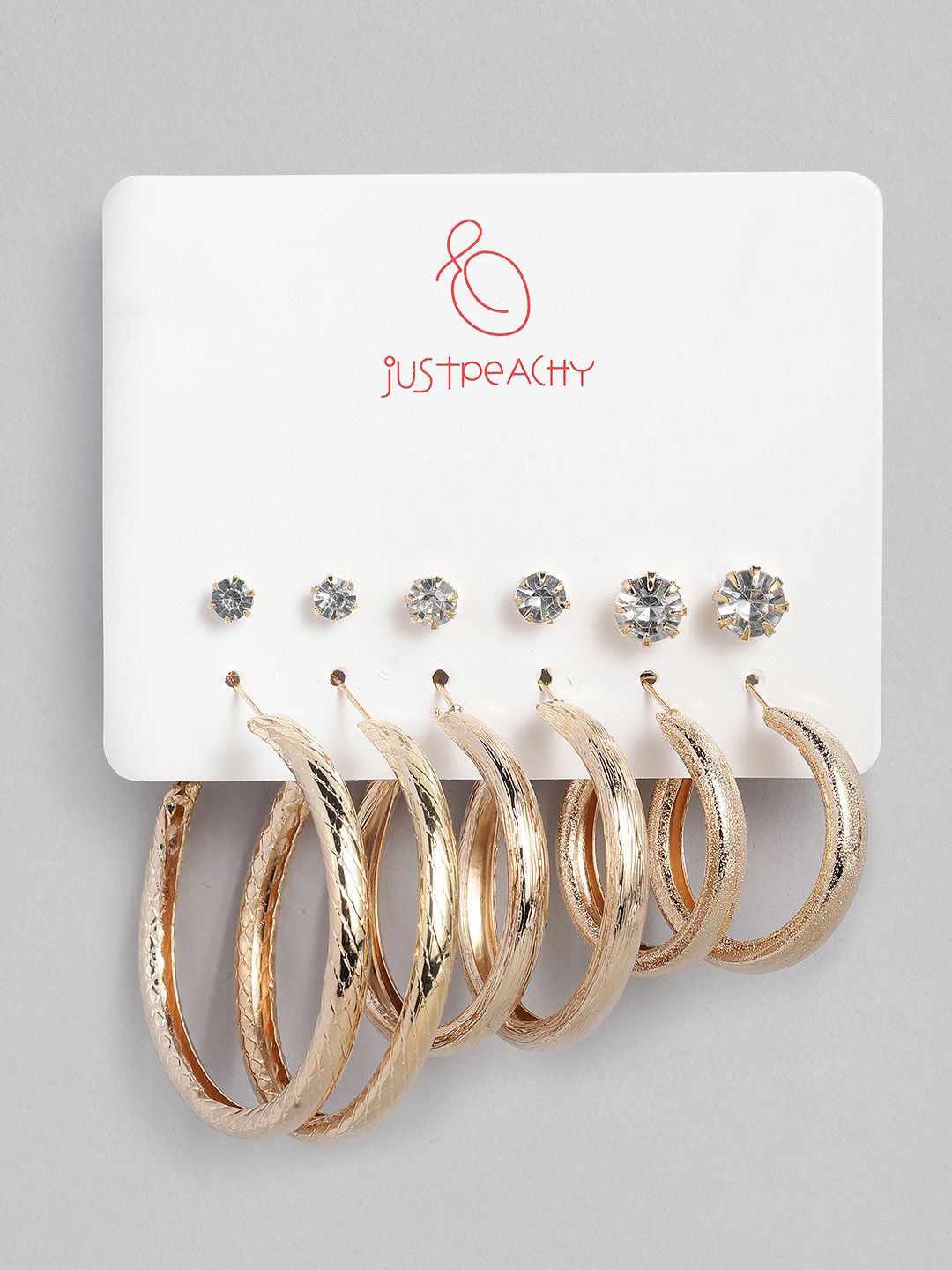 justpeachy Pack of 6 Gold-Plated Earrings Price in India