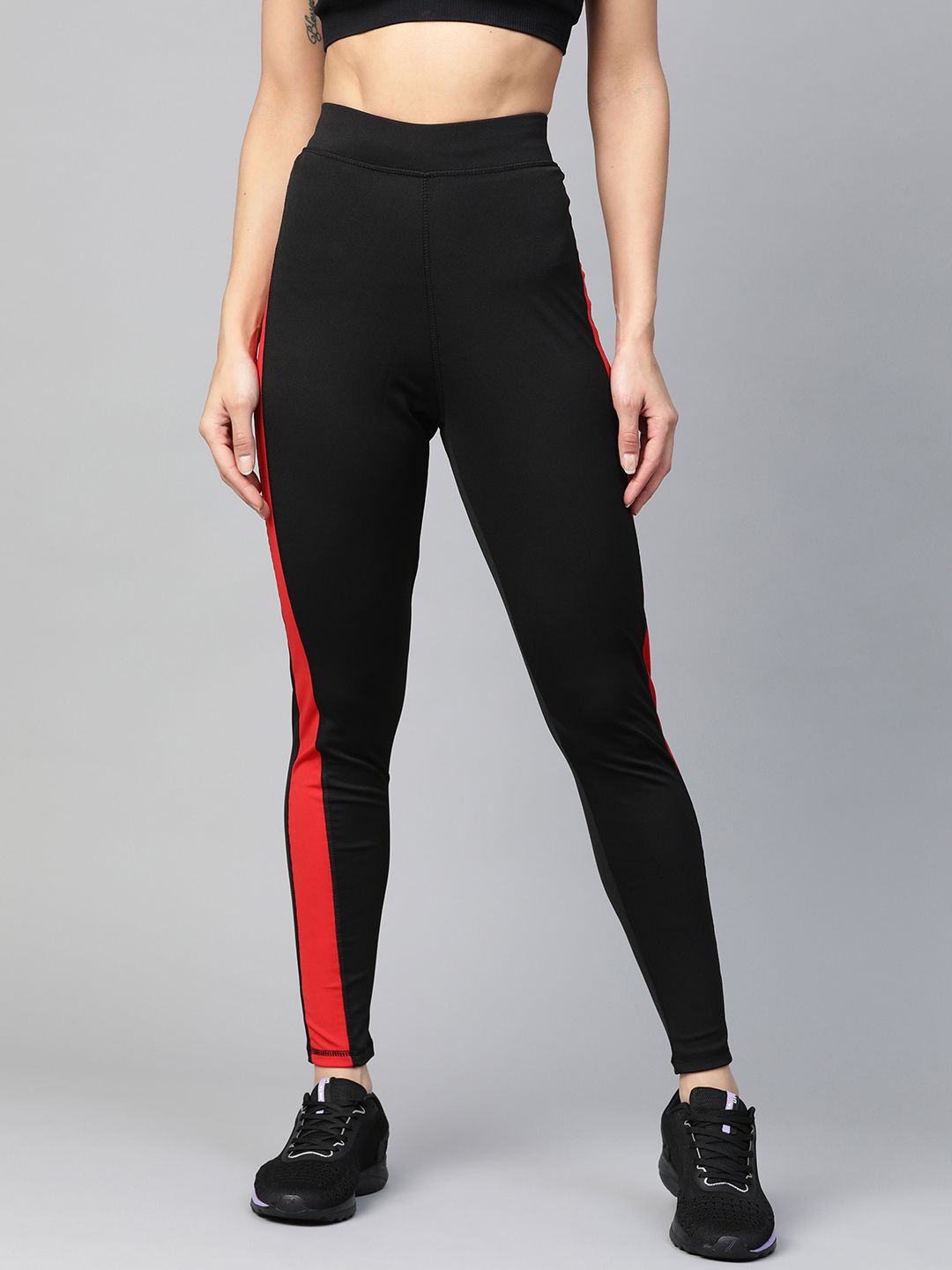 M7 by Metronaut Women Black High-Rise Solid Training Tights Price in India