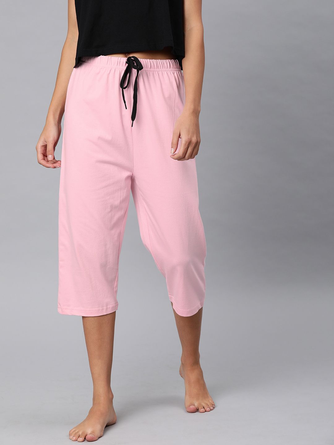 QUARANTINE Women Pink Solid Regular Fit Lounge Capris Price in India