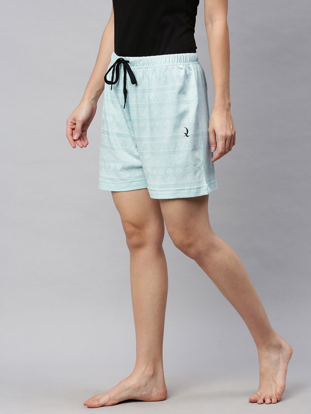 QUARANTINE Women Blue & White Printed Lounge Shorts Price in India