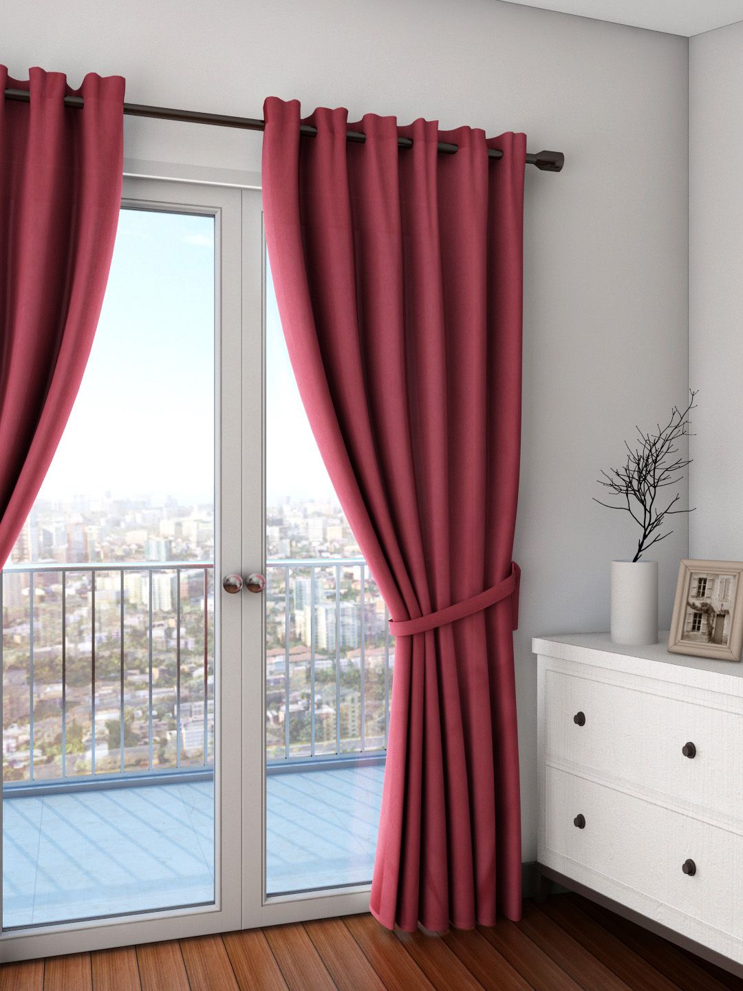 SWAYAM Maroon Single Reversible Blackout Door Curtain Price in India