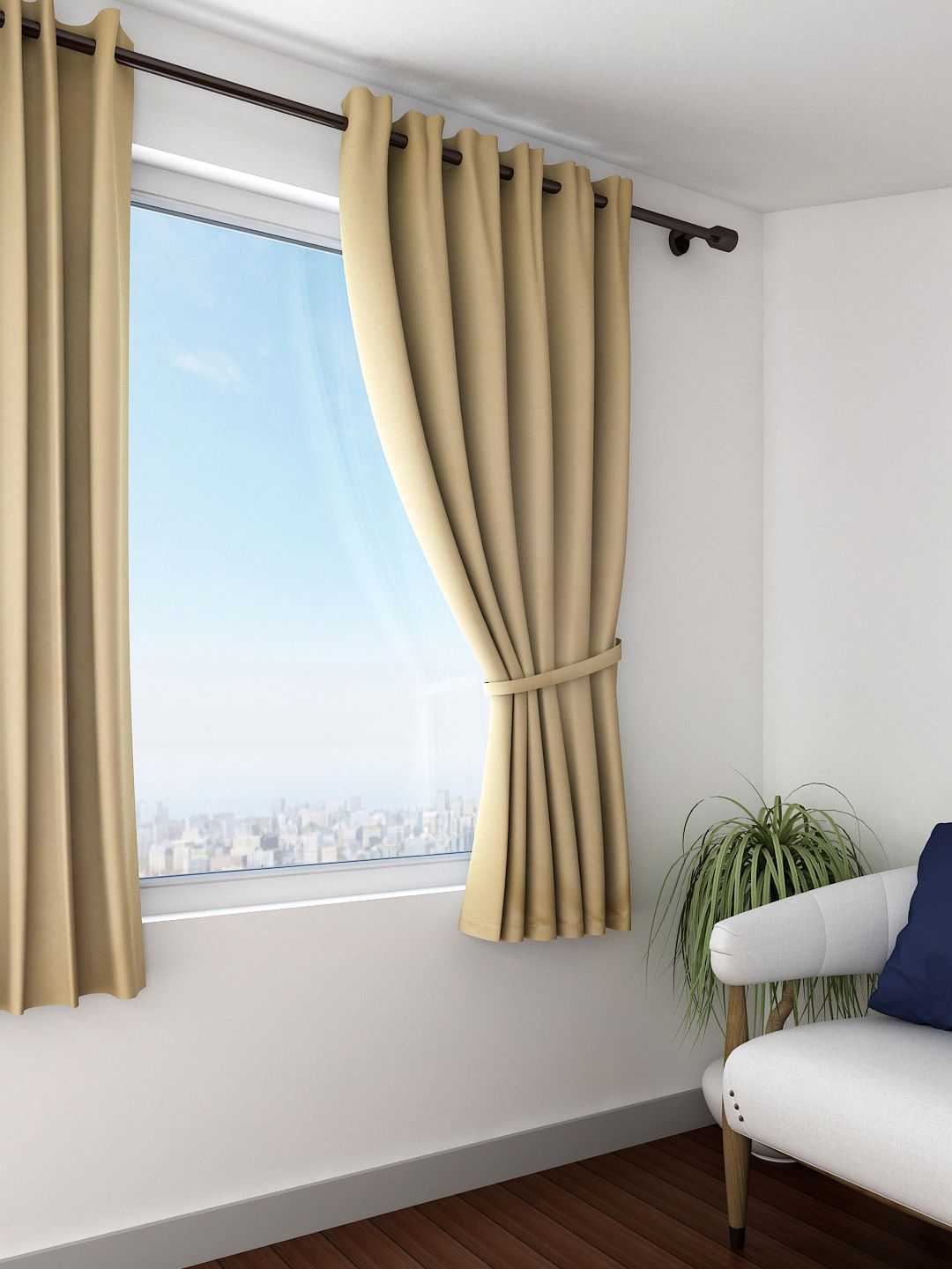 SWAYAM Beige Single Blackout Window Curtain Price in India