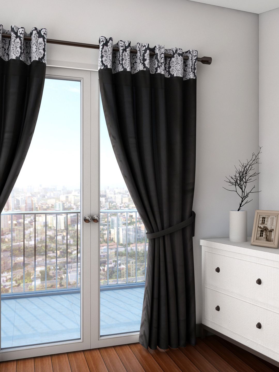 SWAYAM Black Single Blackout Door Curtain Price in India