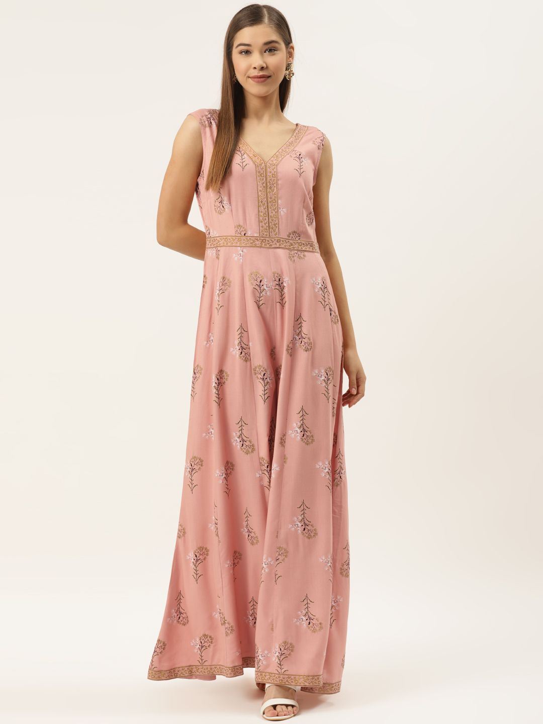 MABISH by Sonal Jain Women Dusty Pink & Golden Printed Basic Jumpsuit Price in India