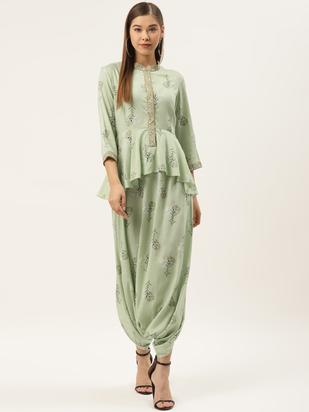 MABISH by Sonal Jain Women Green & Golden Printed Drop Crotch Jumpsuit Price in India