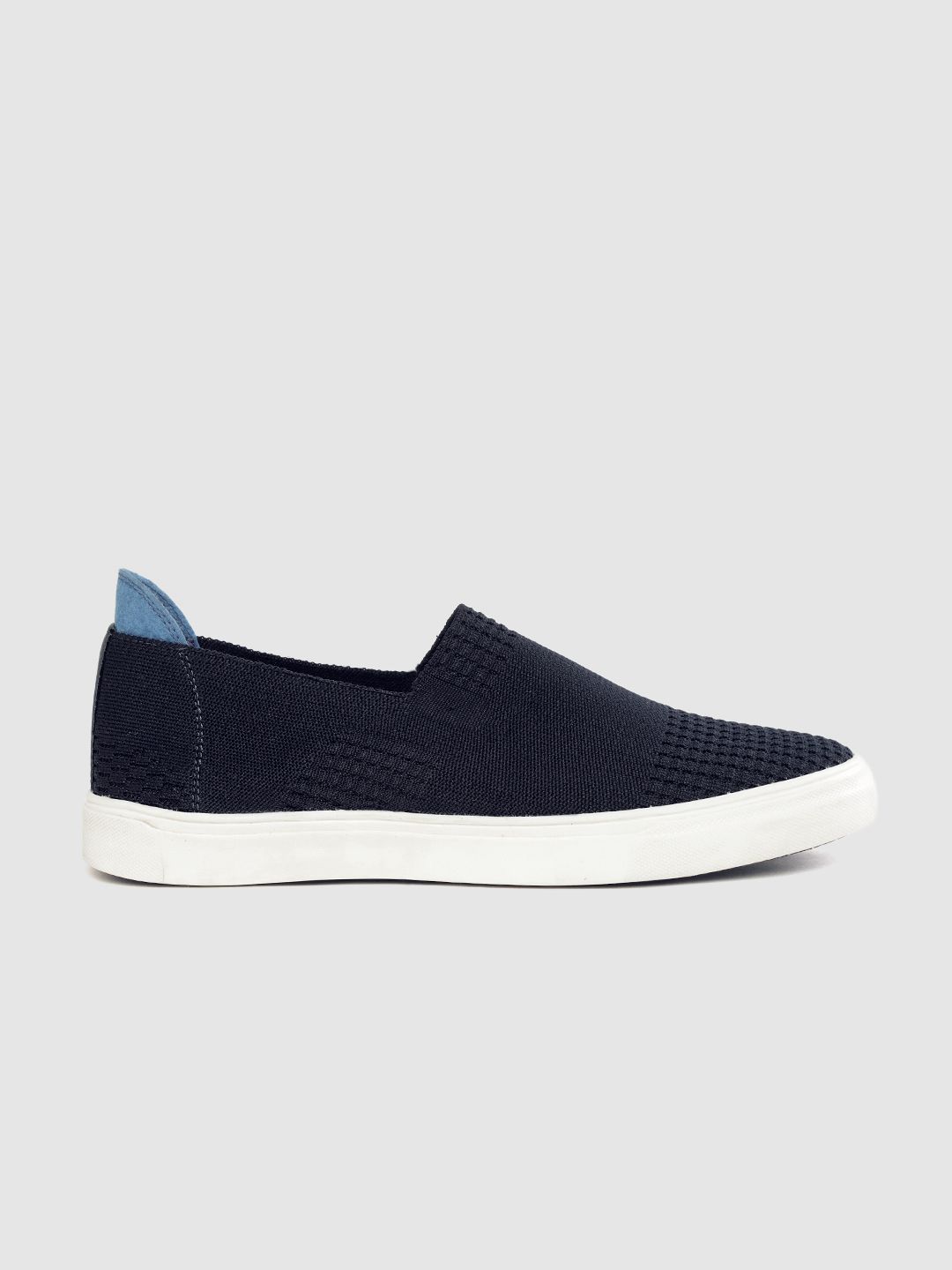 Kook N Keech Men Navy Blue Woven Design Slip-On Sneakers