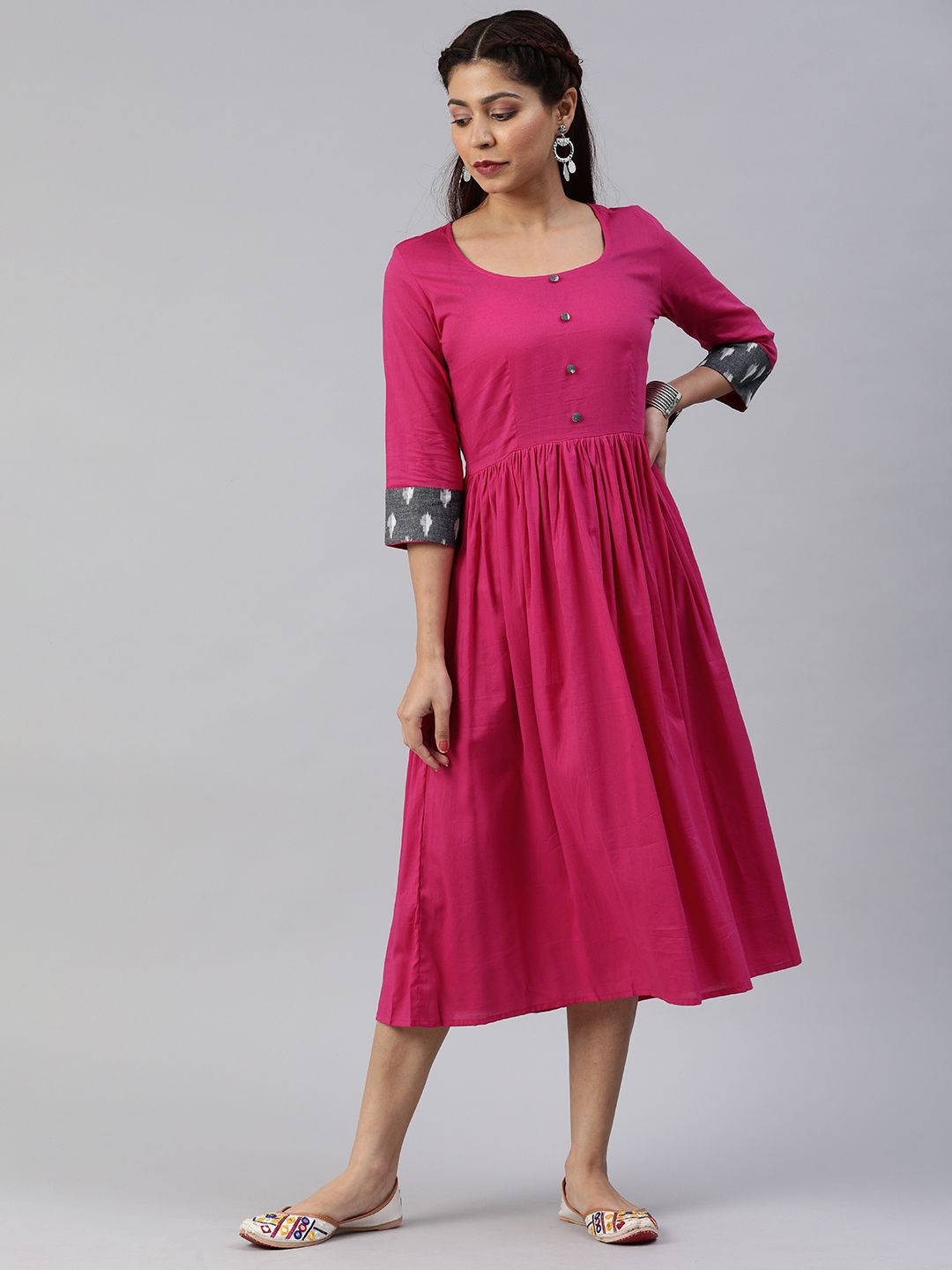 Swishchick Women Pink Solid A-Line Dress Price in India
